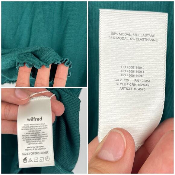NWT ARITZIA WILFRED Turtleneck Green Fitted Sleeve Soft Sweater Sz XS - Picture 7 of 8